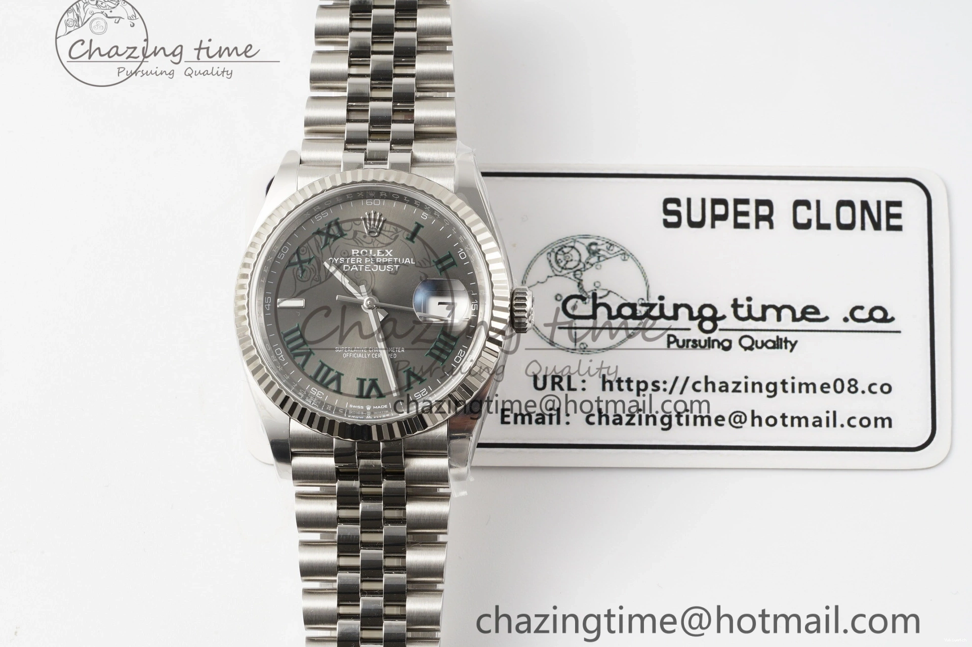 Bracelet Gray Edition 904L Green Roman Best Dial VR3235 Steel 126234 1:1 on DateJust Jubilee 36 Markers Clean 0506